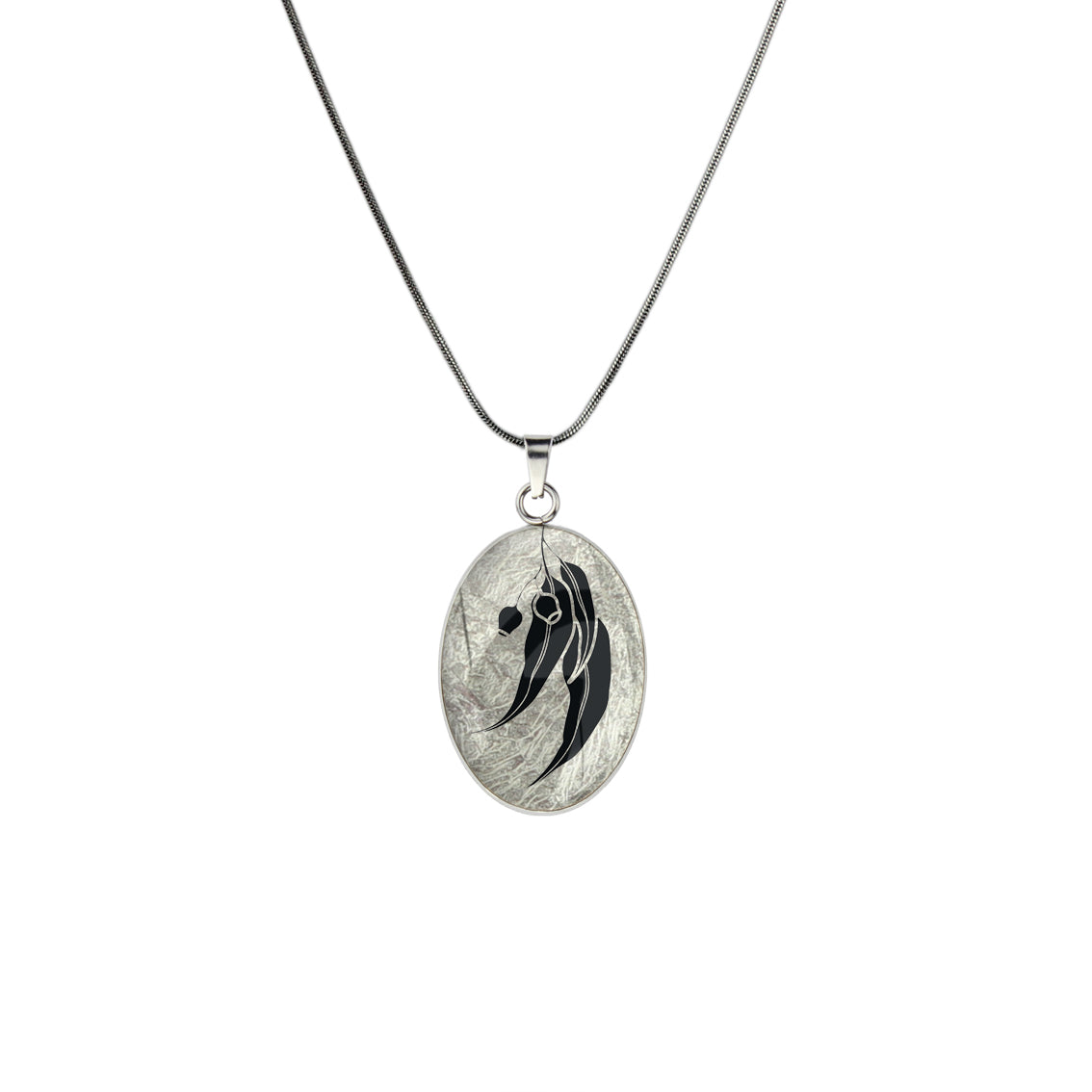 AUSTRALIAN NATIVE FLORA - EUCALYPTUS GUMNUT OVAL CIRCLE PENDANT ON A CHAIN NECKLACE - D866S - on Satchel