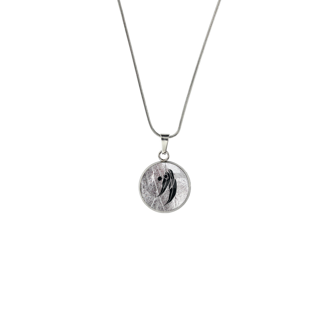 AUSTRALIAN NATIVE FLORA - EUCALYPTUS GUMNUT XS CIRCLE PENDANT ON A CHAIN NECKLACE - D865S - on Satchel