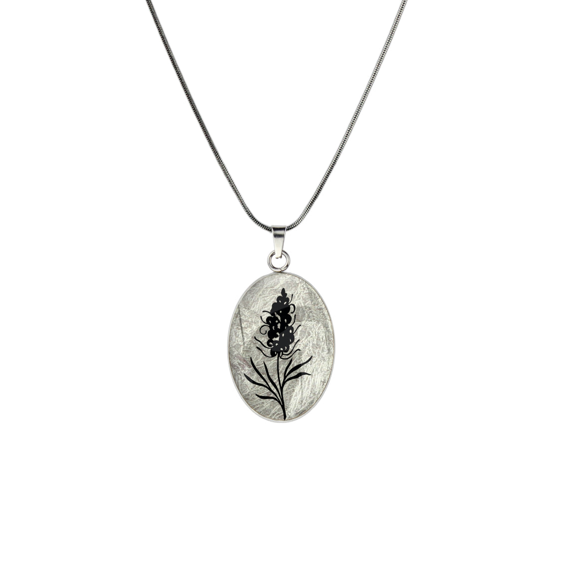 AUSTRALIAN NATIVE FLORA - GREVILLEA SPIDER FLOWER OVAL CIRCLE PENDANT ON A CHAIN NECKLACE - D878 - in Circle Box
