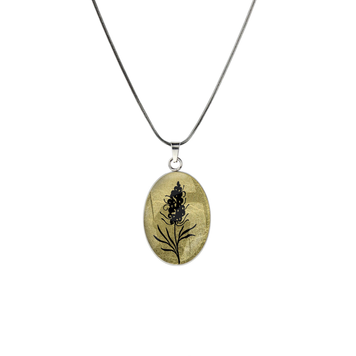 AUSTRALIAN NATIVE FLORA - GREVILLEA SPIDER FLOWER OVAL CIRCLE PENDANT ON A CHAIN NECKLACE - D878 - in Circle Box