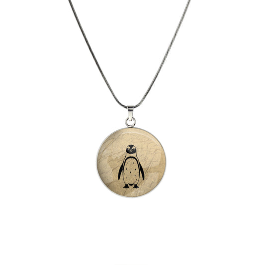 PENGUIN CIRCLE PENDANT ON A CHAIN NECKLACE - in Circle Box