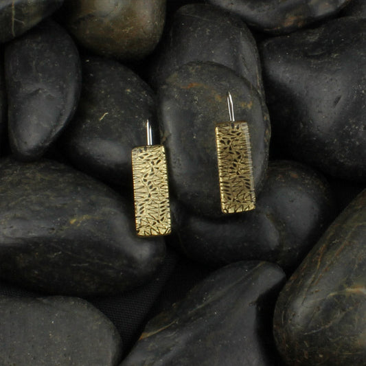 URSULA BLACK AND GOLD DANGLE DROP RECTANGLE EARRINGS - D556