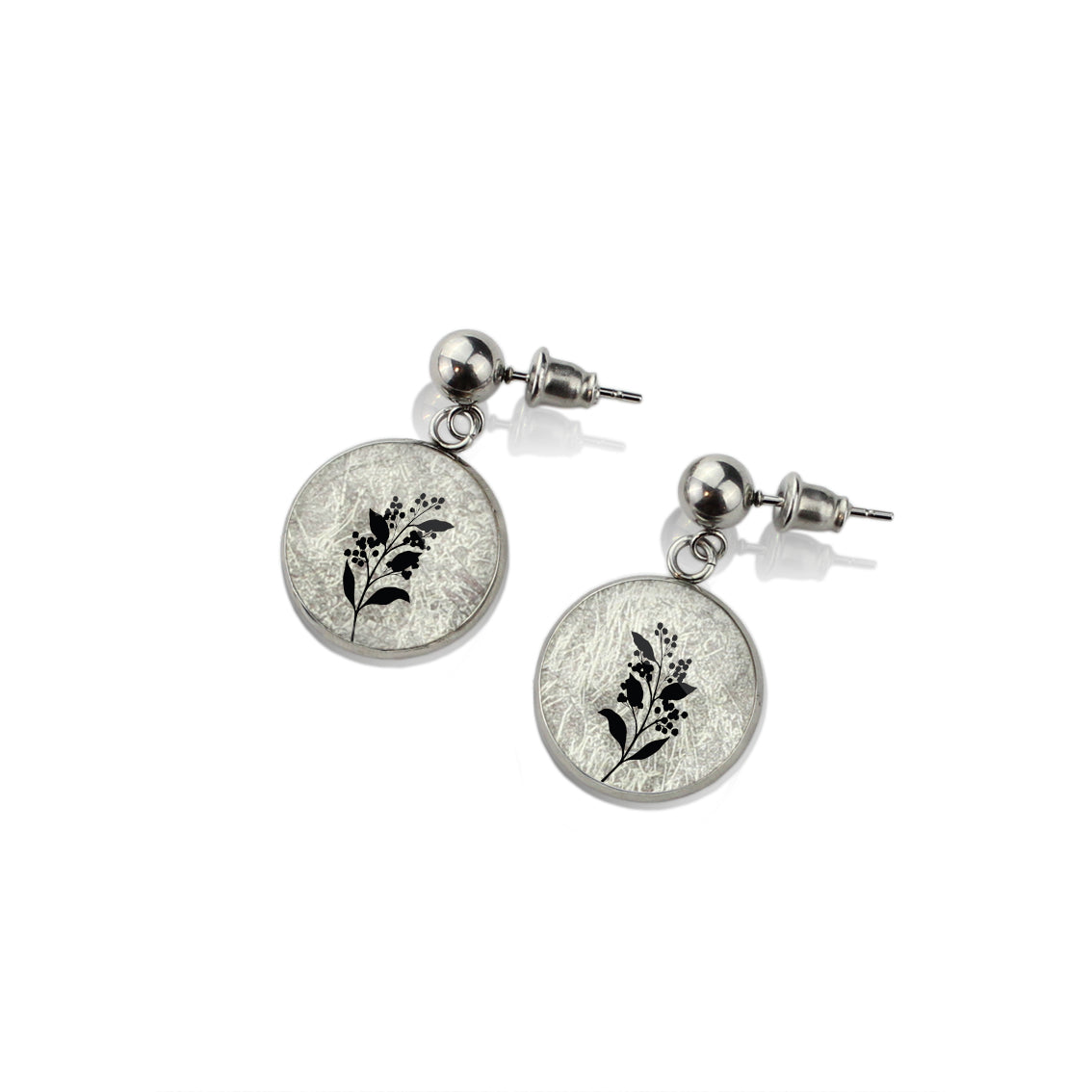 AUSTRALIAN NATIVE FLORA - ACACIA WATTLE CIRCLE EARRINGS - D941S - on Satchel