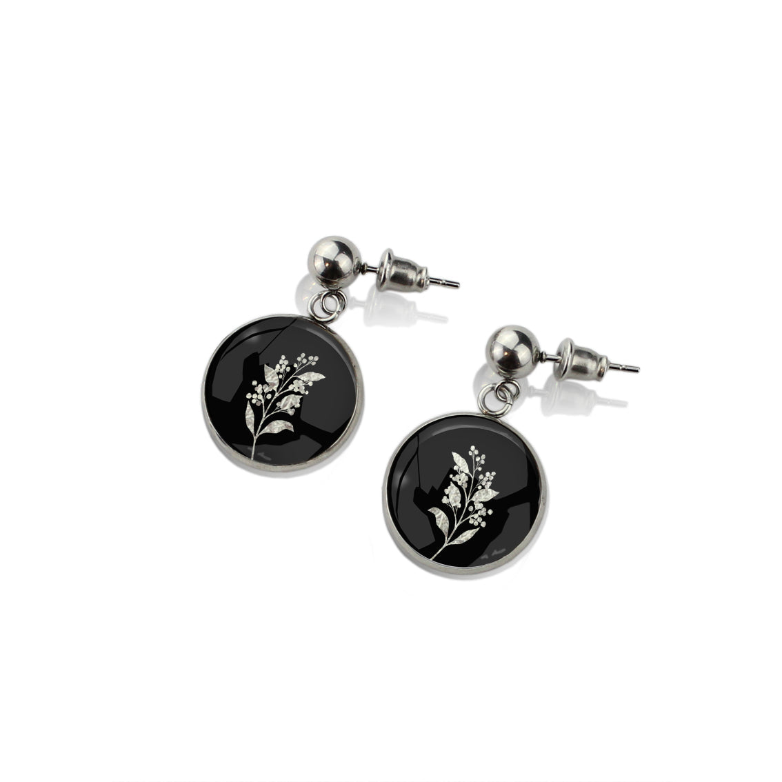AUSTRALIAN NATIVE FLORA - ACACIA WATTLE CIRCLE EARRINGS - D941S - on Satchel