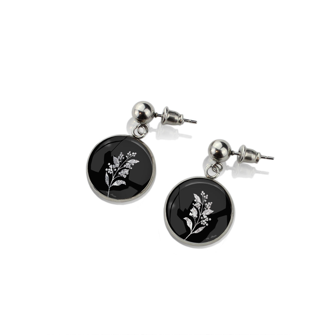 AUSTRALIAN NATIVE FLORA - ACACIA WATTLE CIRCLE EARRINGS - D941S - on Satchel