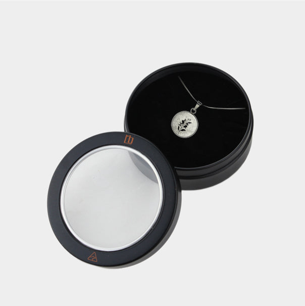 AUSTRALIAN NATIVE FLORA - ACACIA WATTLE XS CIRCLE PENDANT ON A CHAIN NECKLACE - D825 - in Circle Box