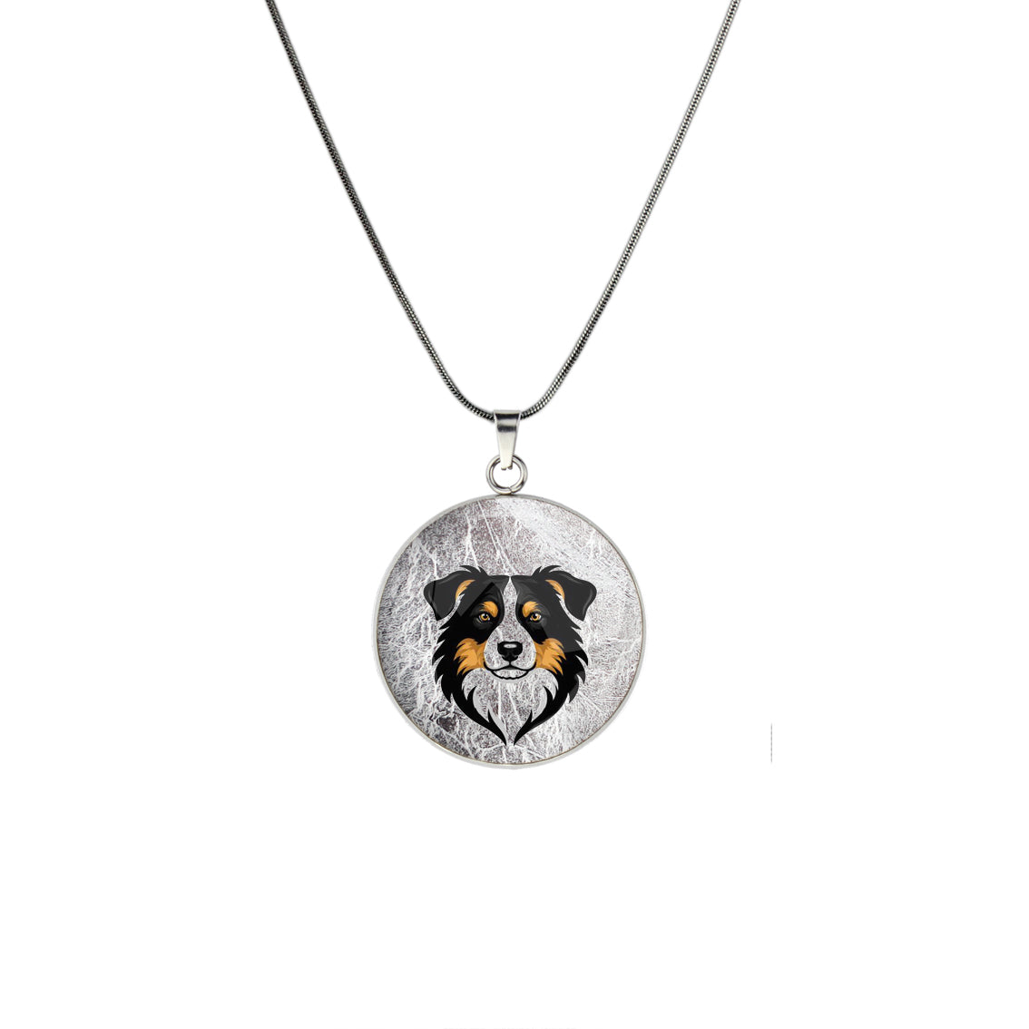 AUSTRALIAN SHEPHERD CIRCLE PENDANT ON A CHAIN NECKLACE - in Circle Box
