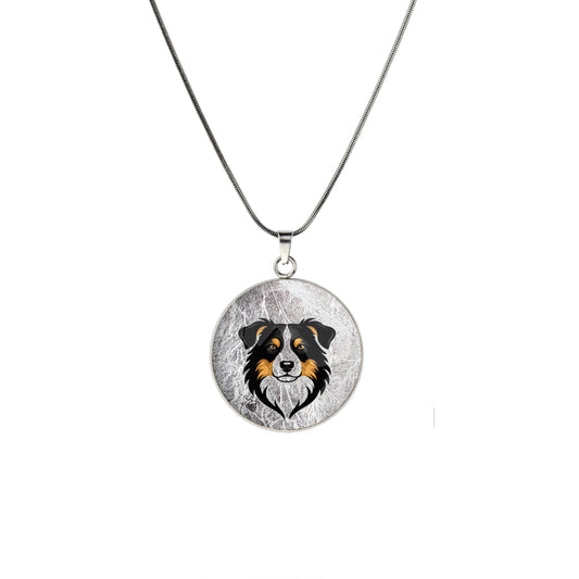 AUSTRALIAN SHEPHERD CIRCLE PENDANT ON A CHAIN NECKLACE - in Circle Box