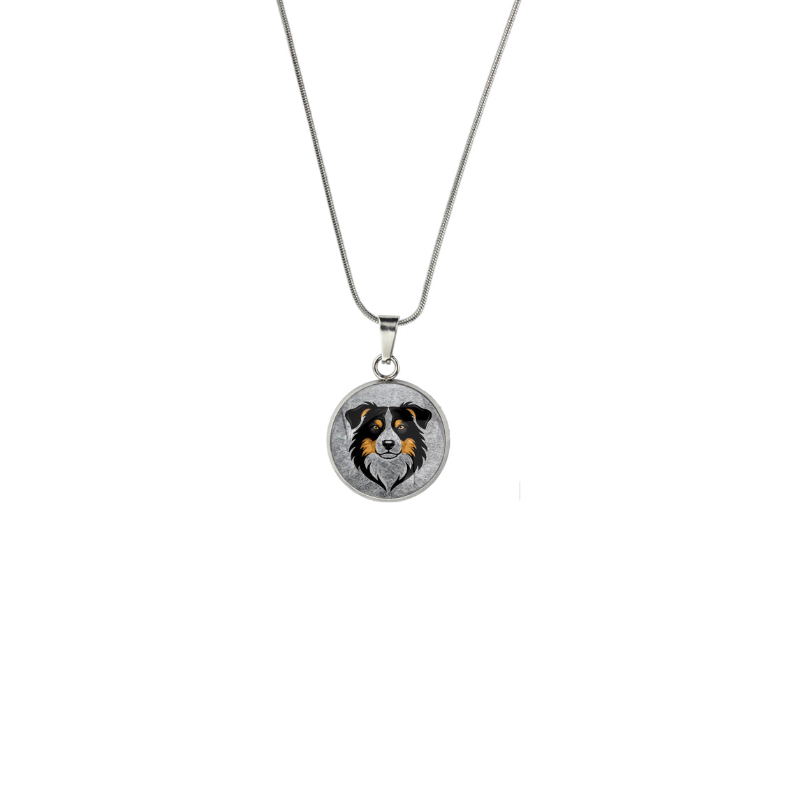 AUSTRALIAN SHEPHERD XS CIRCLE PENDANT ON A CHAIN NECKLACE - in Circle Box