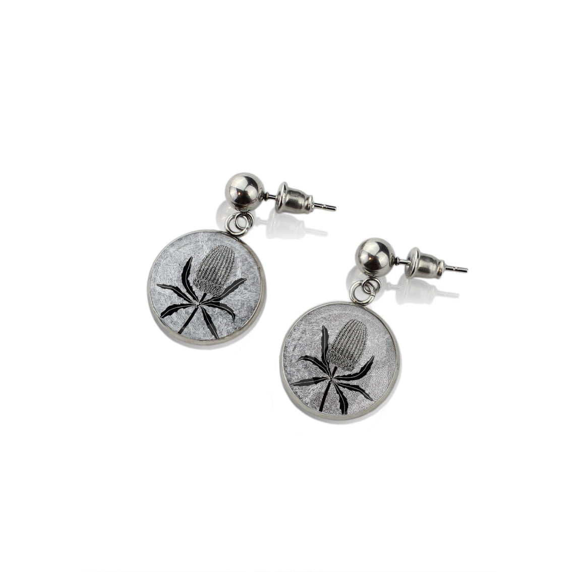 AUSTRALIAN NATIVE FLORA - BANKSIA CIRCLE EARRINGS - D836 - in Circle Box