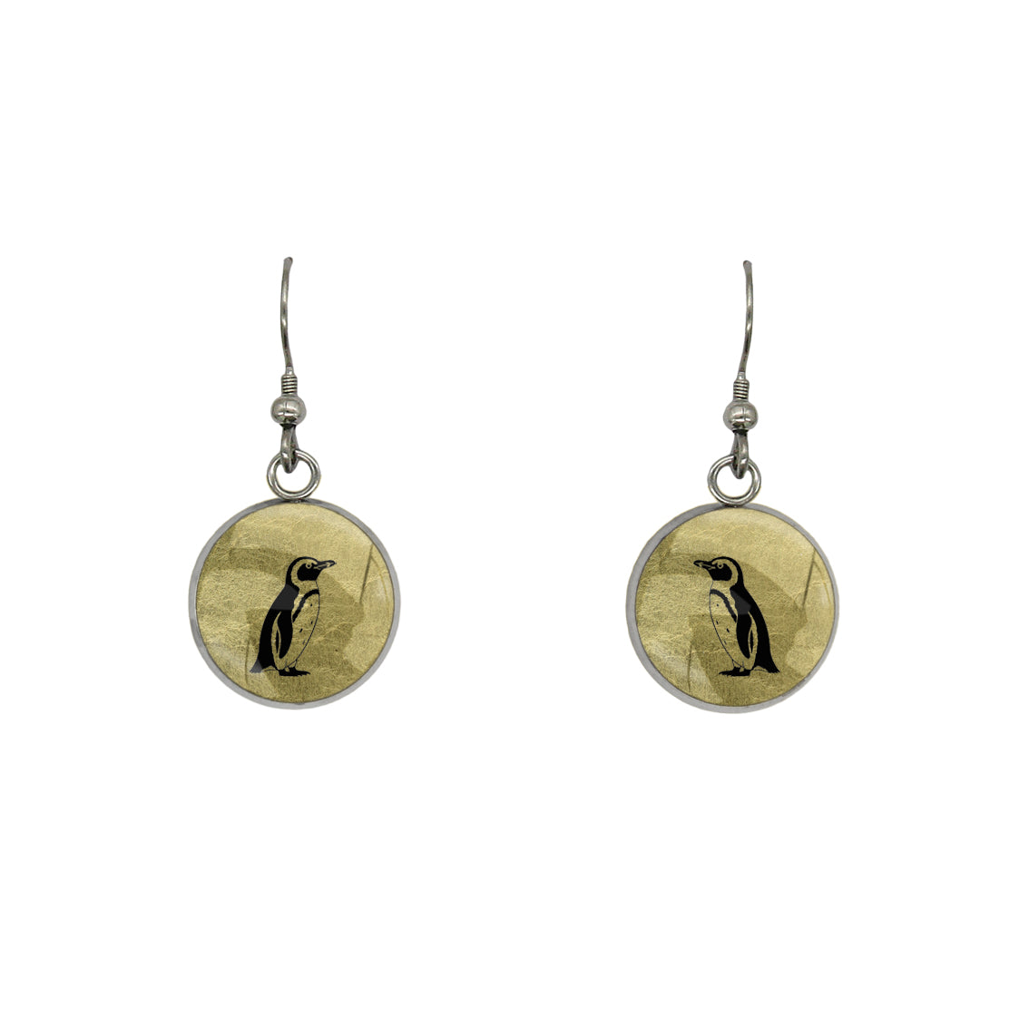 Australian penguin earrings with gold leaf detail