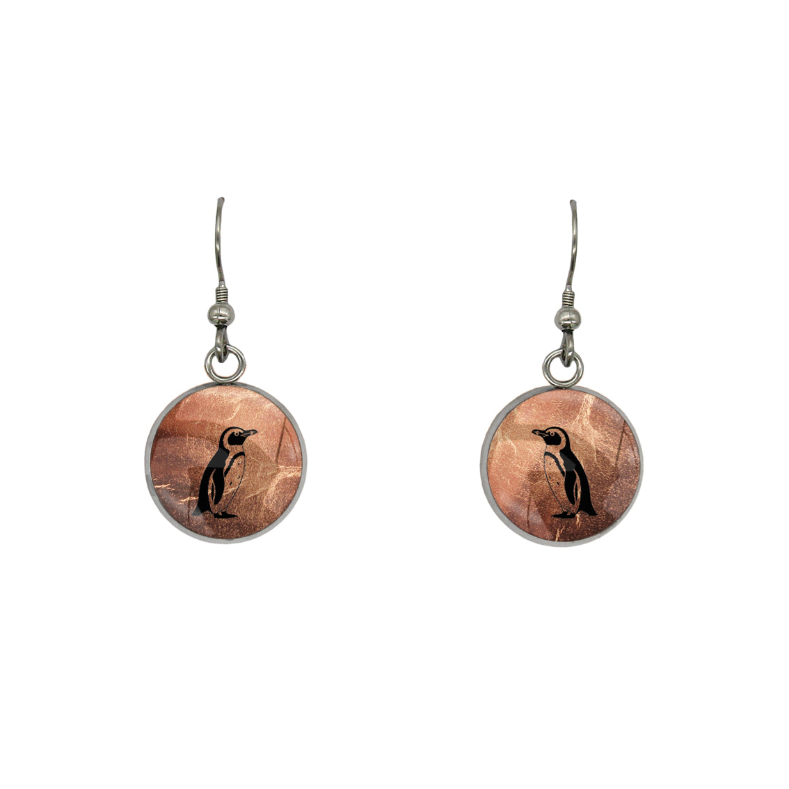 PENGUIN DANGLE DROP CIRCLE EARRINGS - in Circle Box