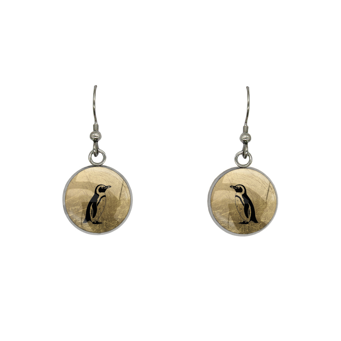 PENGUIN DANGLE DROP CIRCLE EARRINGS - in Circle Box