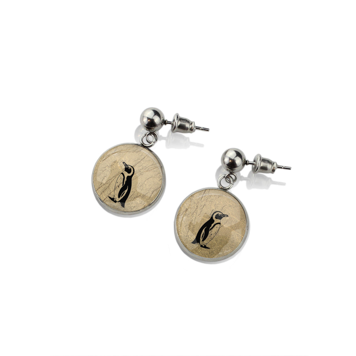 PENGUIN DANGLE DROP CIRCLE EARRINGS - in Circle Box