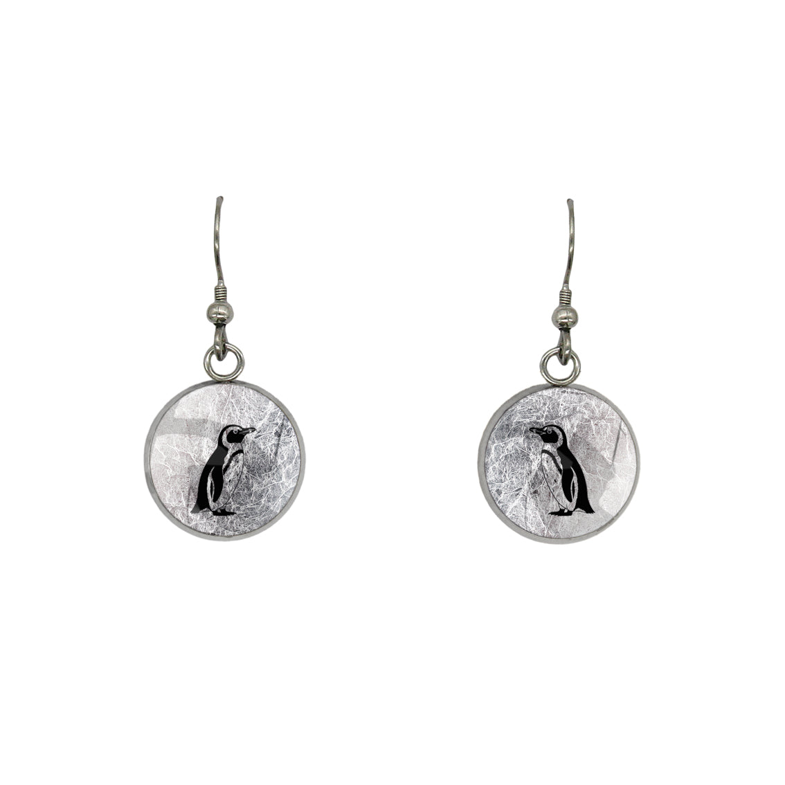 PENGUIN DANGLE DROP CIRCLE EARRINGS - in Circle Box