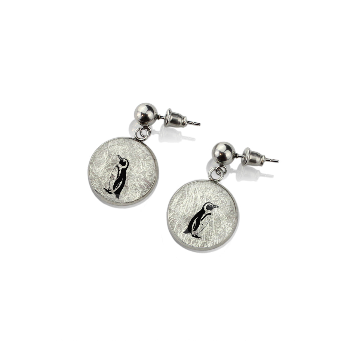 PENGUIN DANGLE DROP CIRCLE EARRINGS - in Circle Box