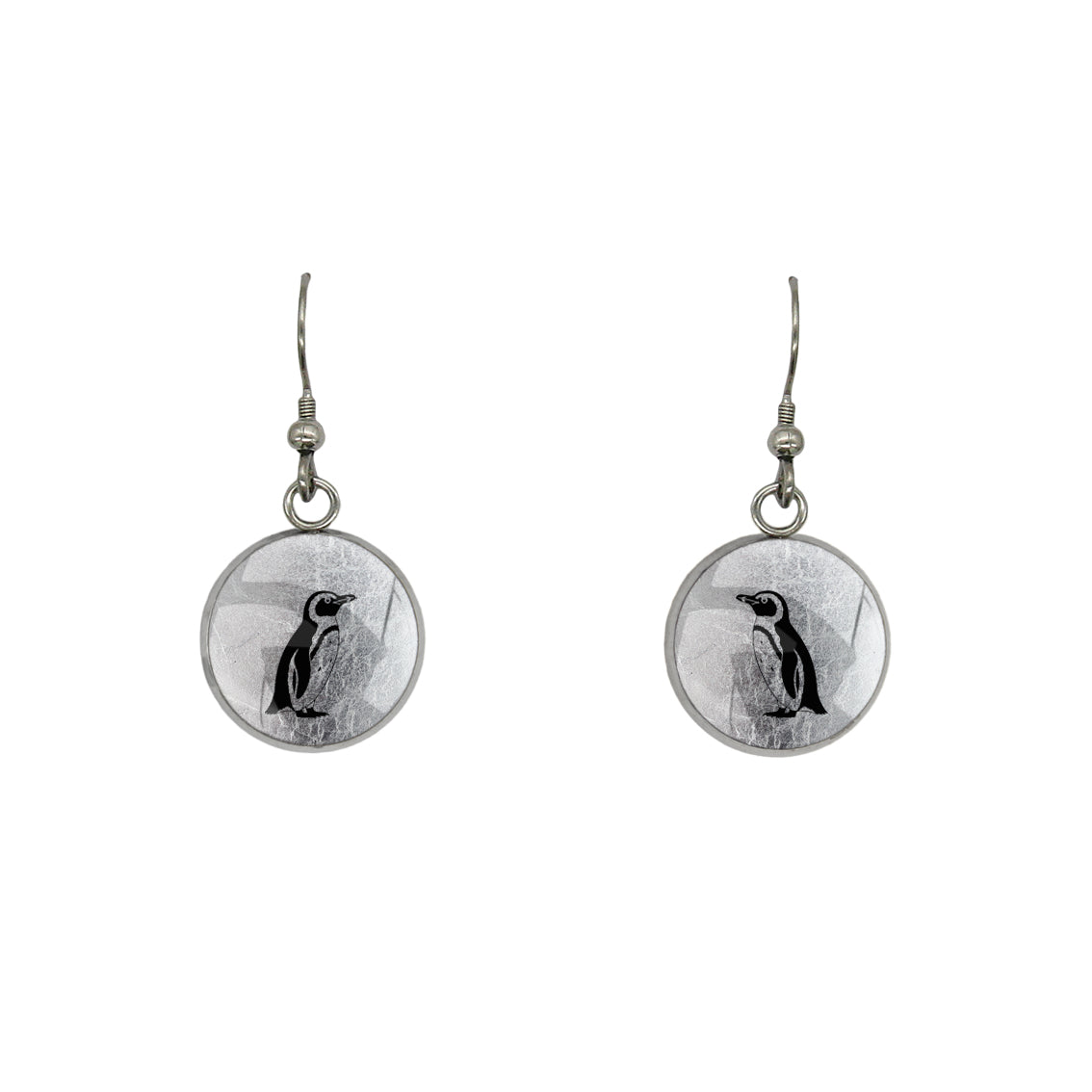 PENGUIN DANGLE DROP CIRCLE EARRINGS - in Circle Box