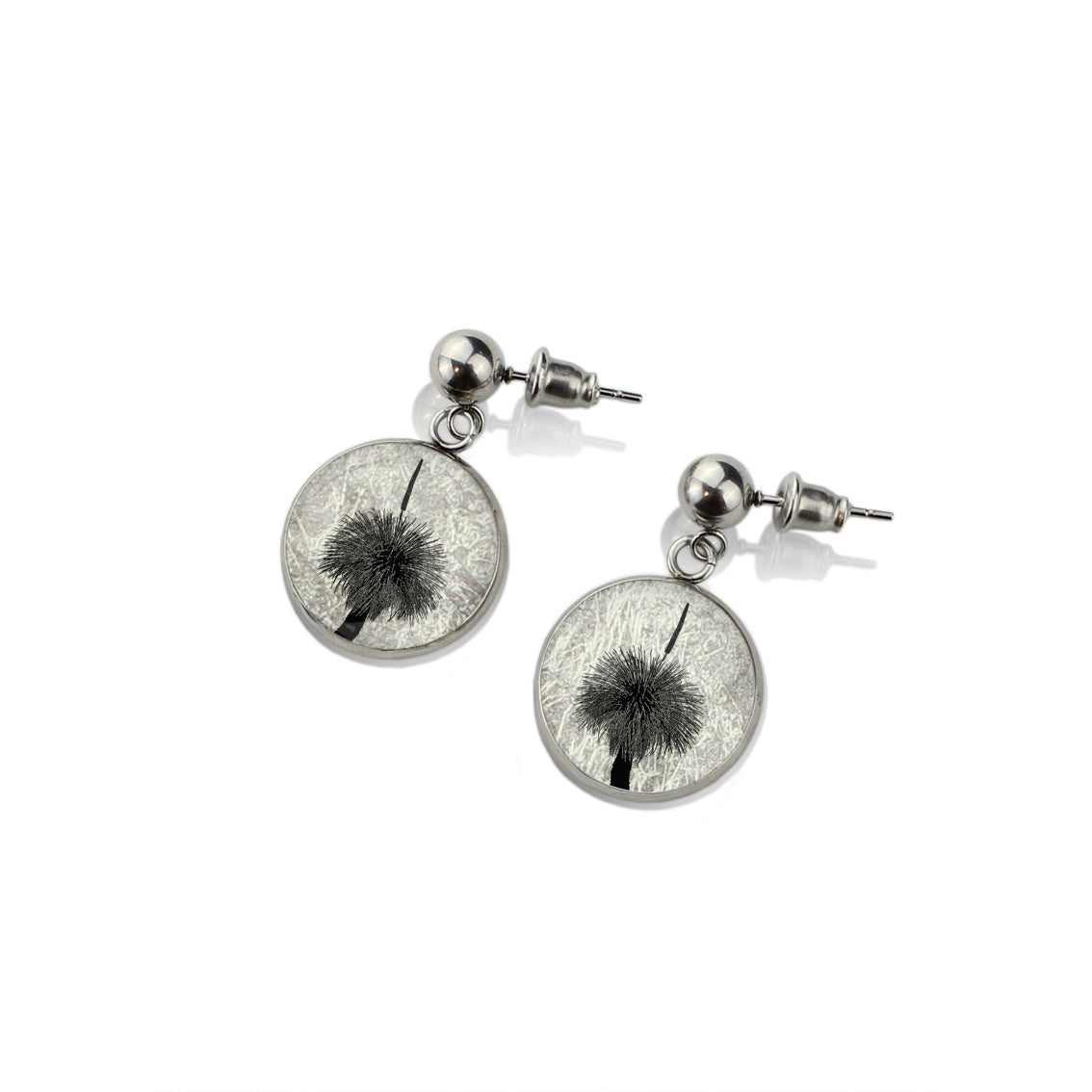 AUSTRALIAN NATIVE FLORA - GRASS TREE CIRCLE EARRINGS - D852S - on Satchel
