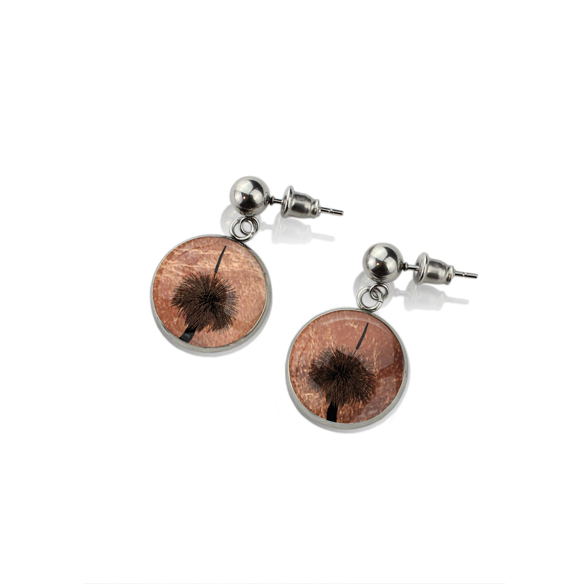 AUSTRALIAN NATIVE FLORA - GRASS TREE CIRCLE EARRINGS - D852S - on Satchel