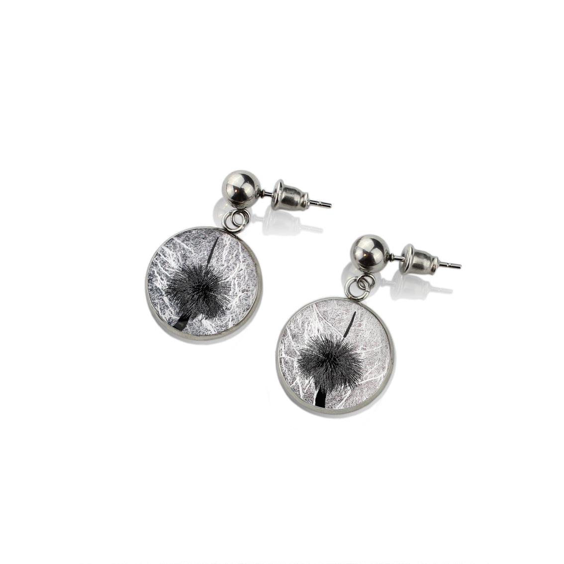 AUSTRALIAN NATIVE FLORA - GRASS TREE CIRCLE EARRINGS - D852 - in Circle Box