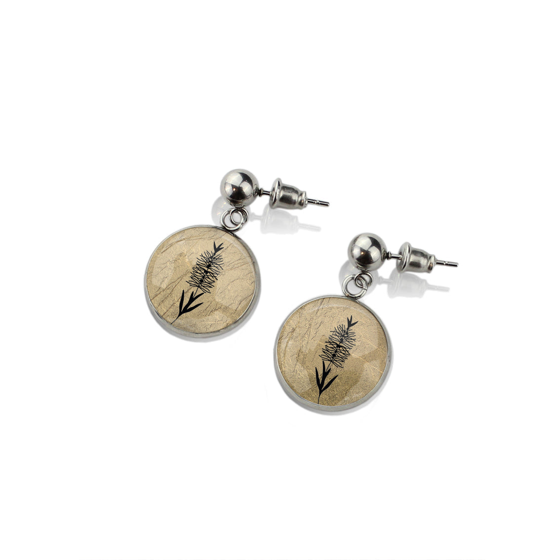 AUSTRALIAN NATIVE FLORA - BOTTLEBRUSH CIRCLE EARRINGS - D856S - on Satchel