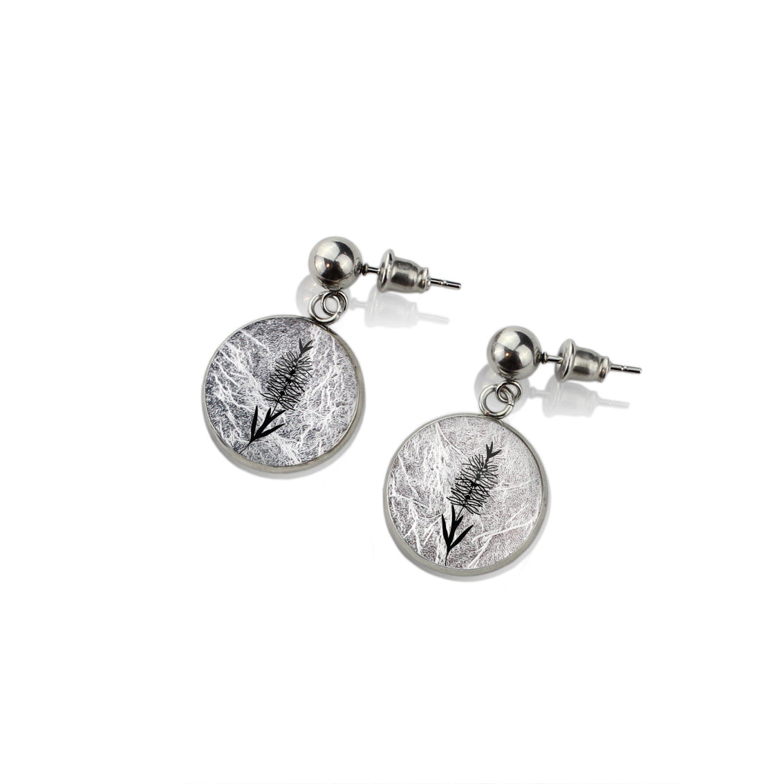 AUSTRALIAN NATIVE FLORA - BOTTLEBRUSH CIRCLE EARRINGS - D856S - on Satchel