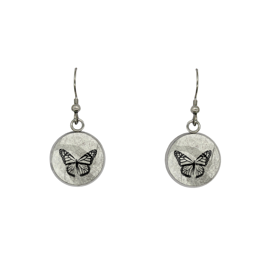 BUTTERFLY DANGLE DROP CIRCLE EARRINGS - MFY255 - in Circle Box