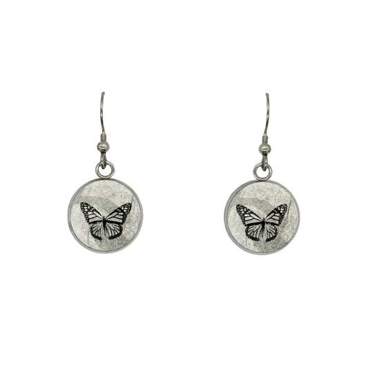 BUTTERFLY DANGLE DROP CIRCLE EARRINGS - MFY255S - on Satchel