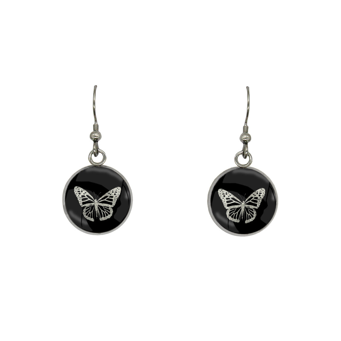 BUTTERFLY DANGLE DROP CIRCLE EARRINGS - MFY255S - on Satchel