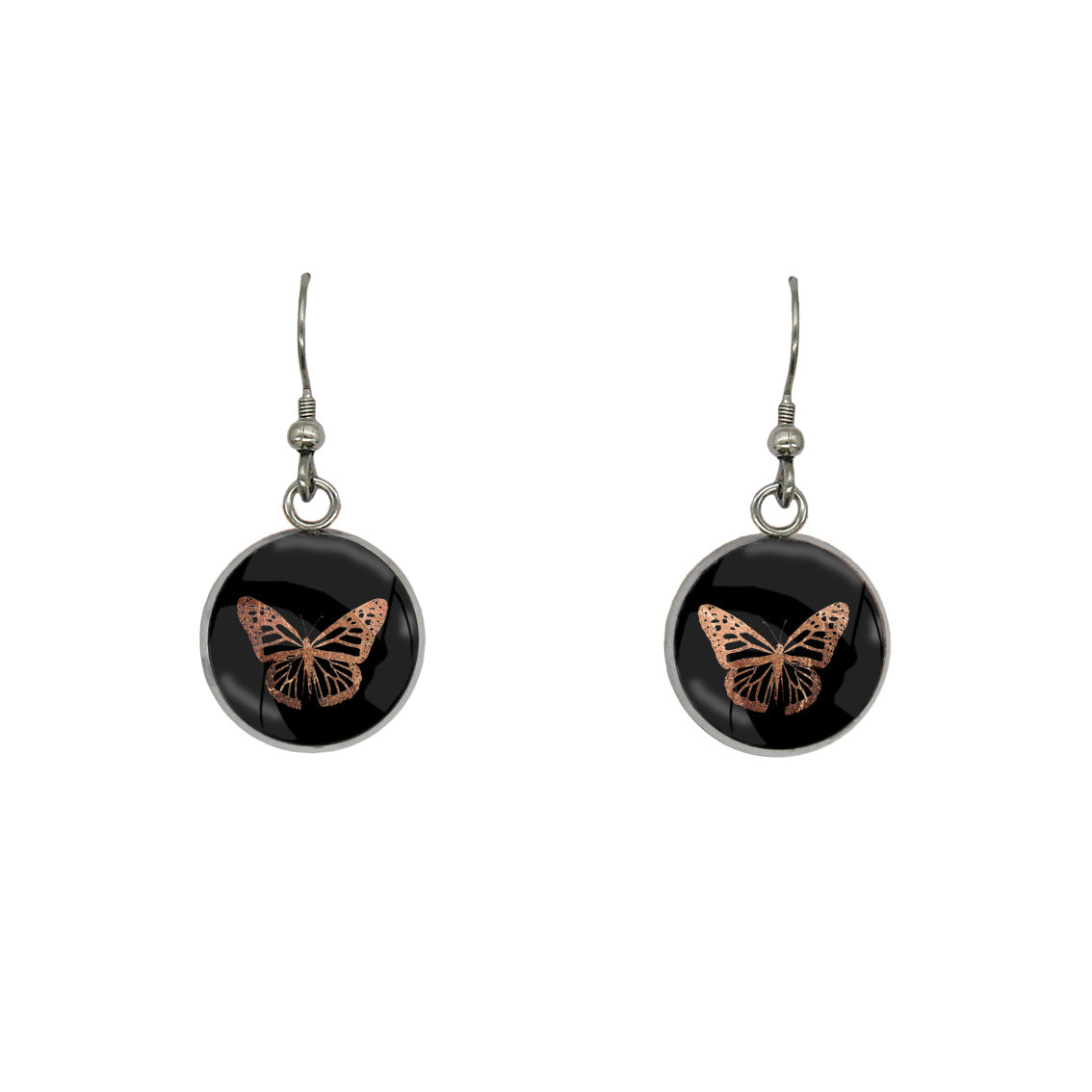 BUTTERFLY DANGLE DROP CIRCLE EARRINGS - MFY255S - on Satchel