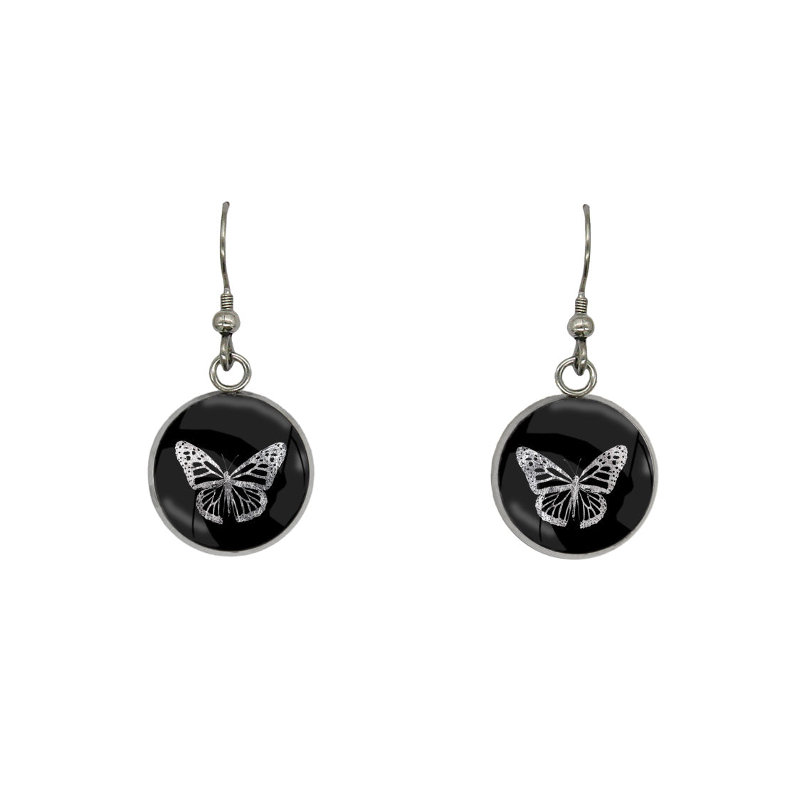 BUTTERFLY DANGLE DROP CIRCLE EARRINGS - MFY255S - on Satchel