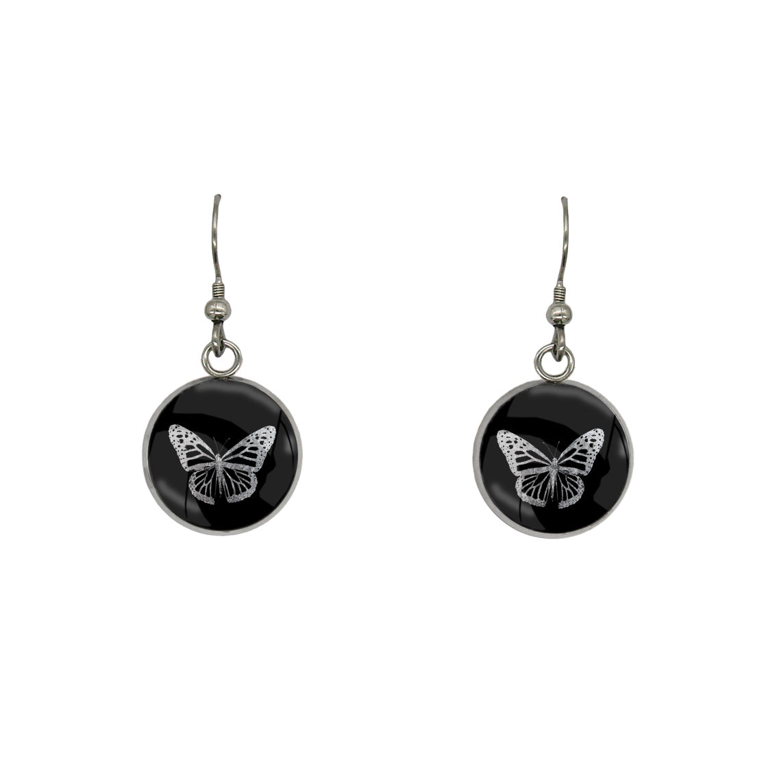 BUTTERFLY DANGLE DROP CIRCLE EARRINGS - MFY255S - on Satchel
