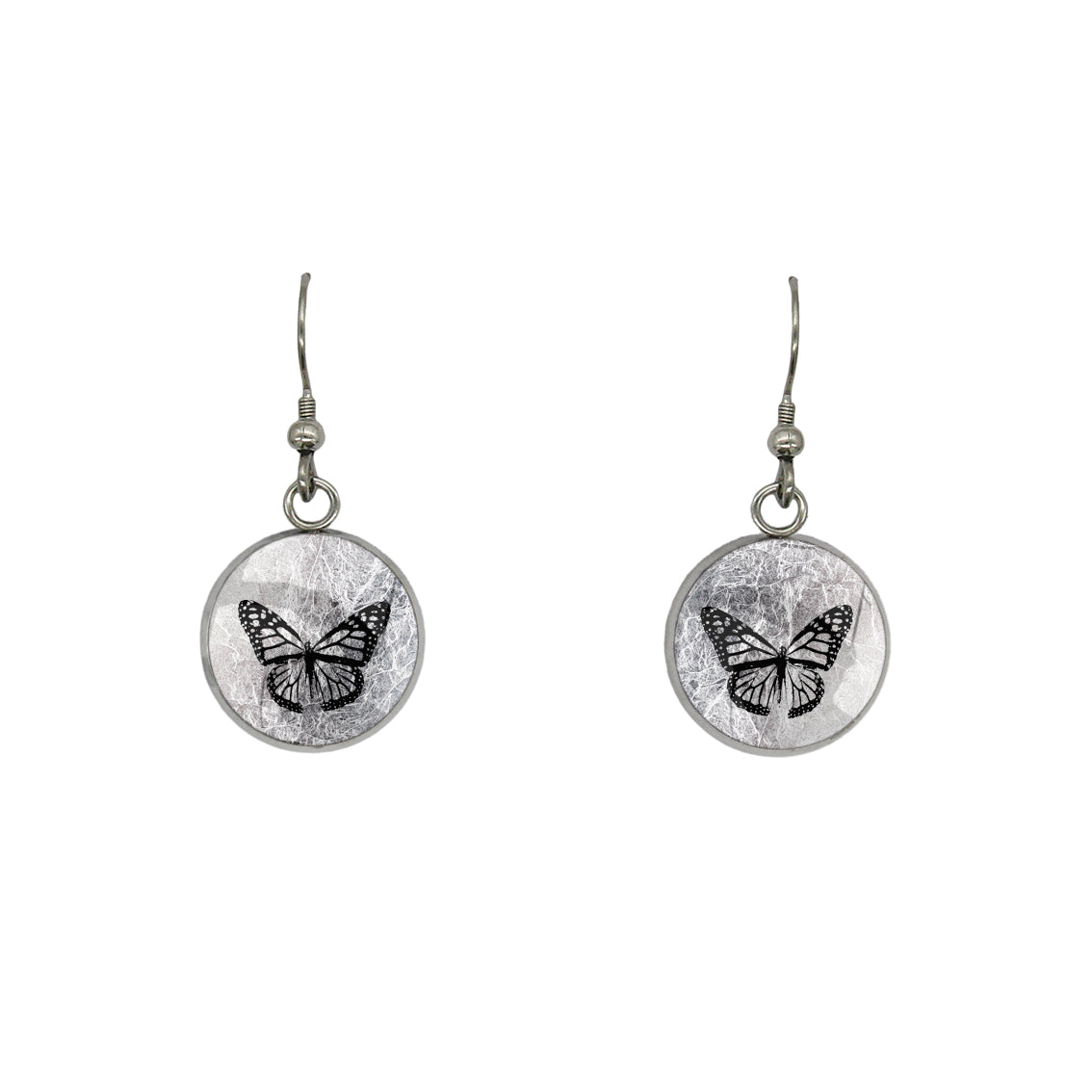 BUTTERFLY DANGLE DROP CIRCLE EARRINGS - MFY255 - in Circle Box