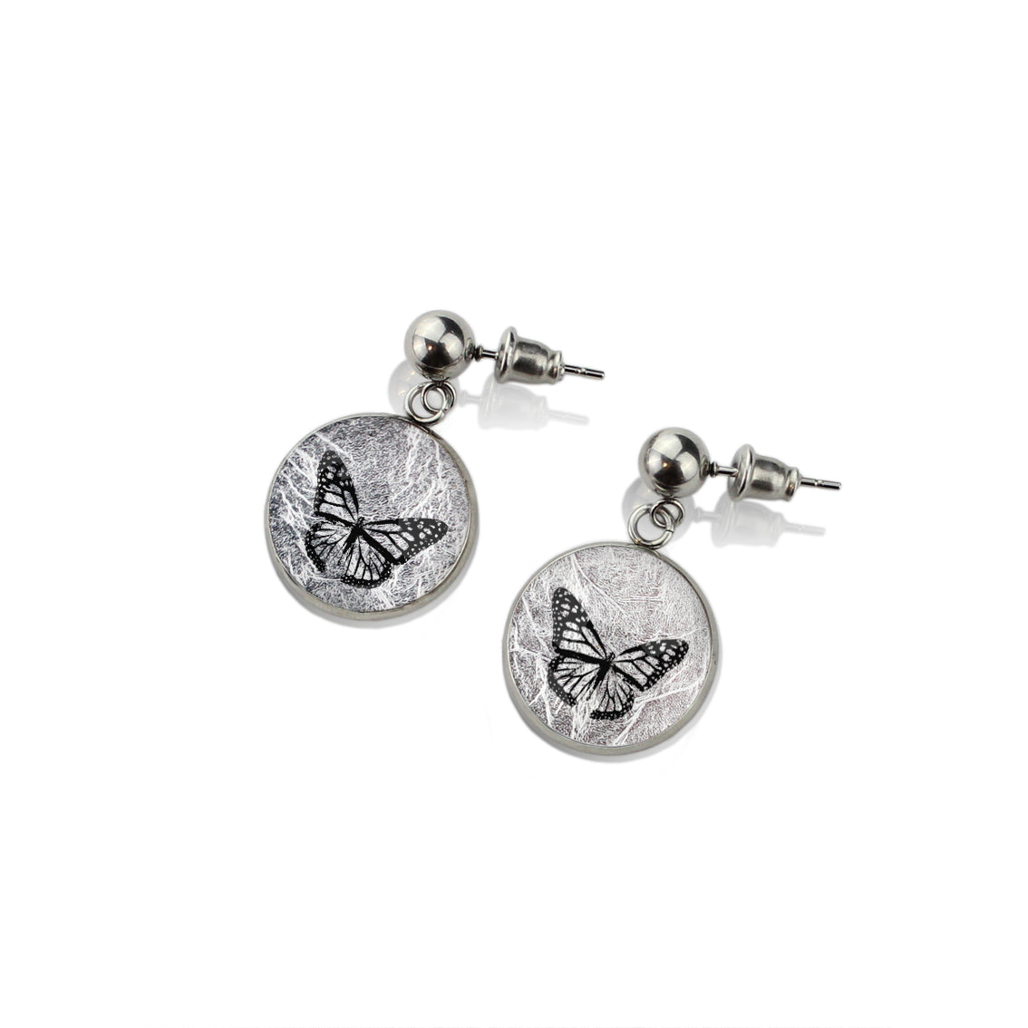 BUTTERFLY DANGLE DROP CIRCLE EARRINGS - MFY255 - in Circle Box