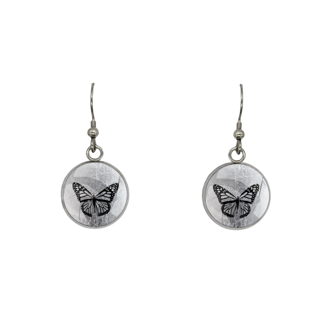 BUTTERFLY DANGLE DROP CIRCLE EARRINGS - MFY255 - in Circle Box