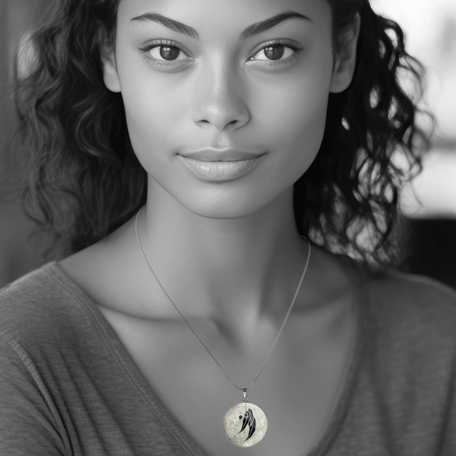 AUSTRALIAN NATIVE FLORA - EUCALYPTUS GUMNUT CIRCLE PENDANT ON A CHAIN NECKLACE - D867S - on Satchel