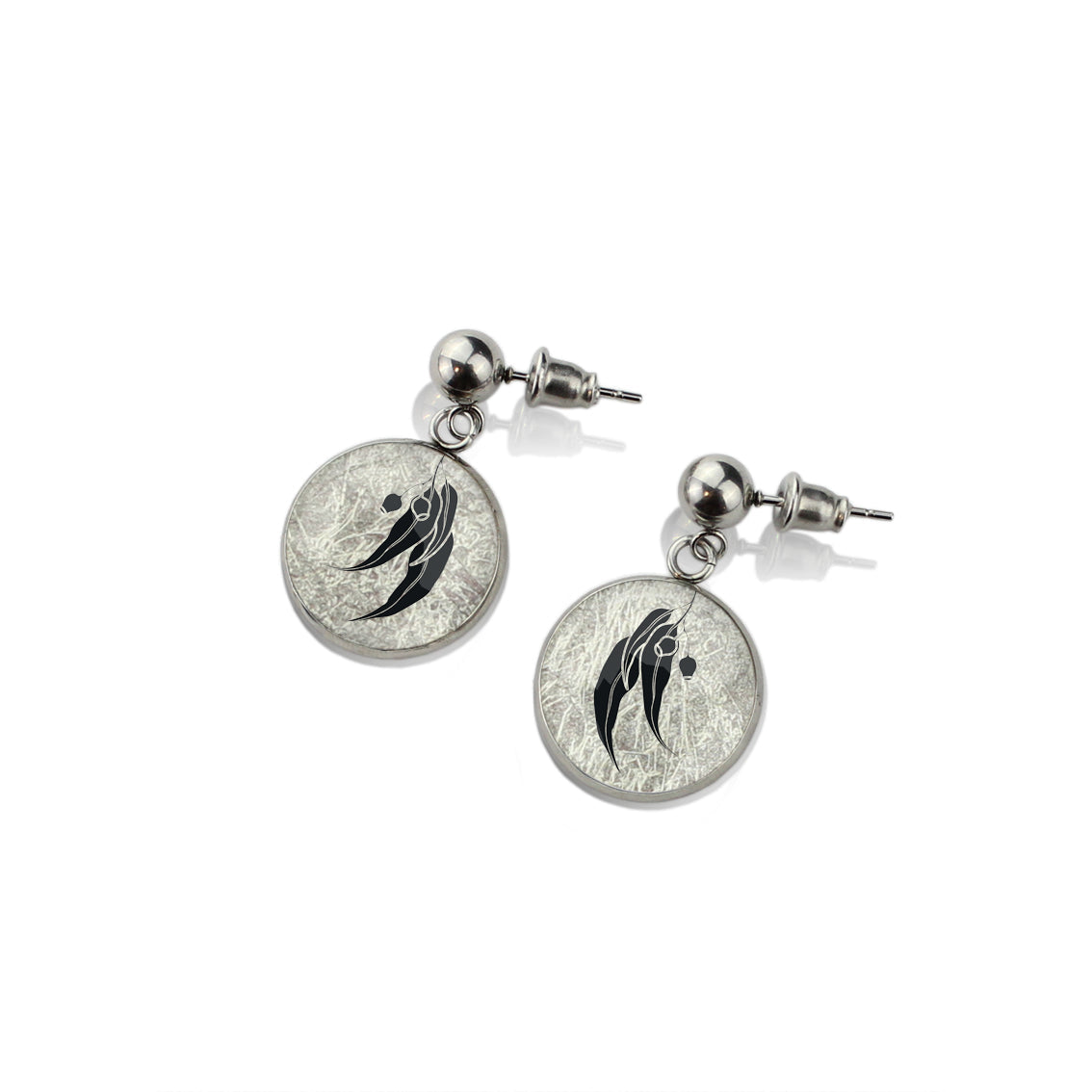 AUSTRALIAN NATIVE FLORA - EUCALYPTUS GUMNUT CIRCLE EARRINGS - D864S - on Satchel