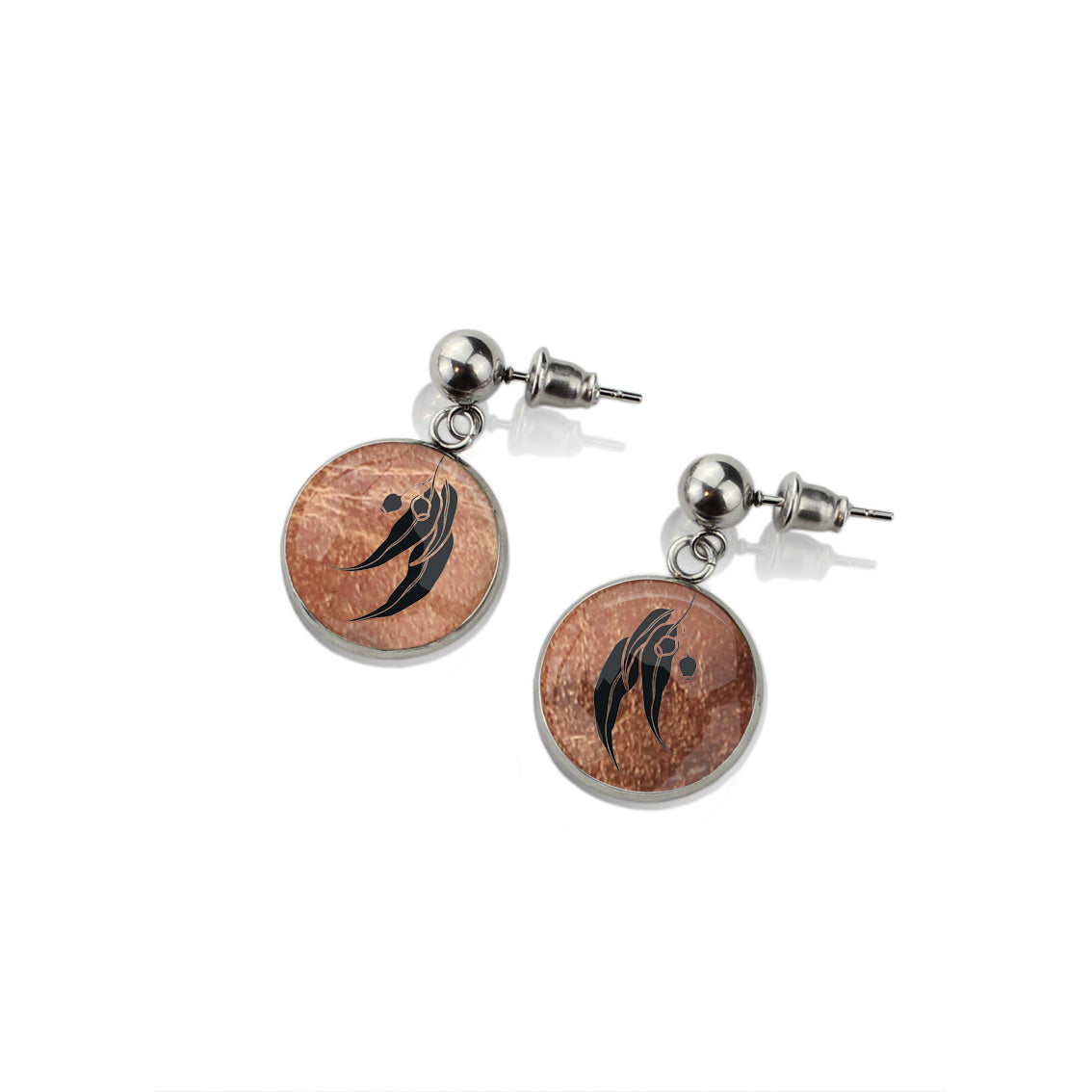 AUSTRALIAN NATIVE FLORA - EUCALYPTUS GUMNUT CIRCLE EARRINGS - D864 - in Circle Box