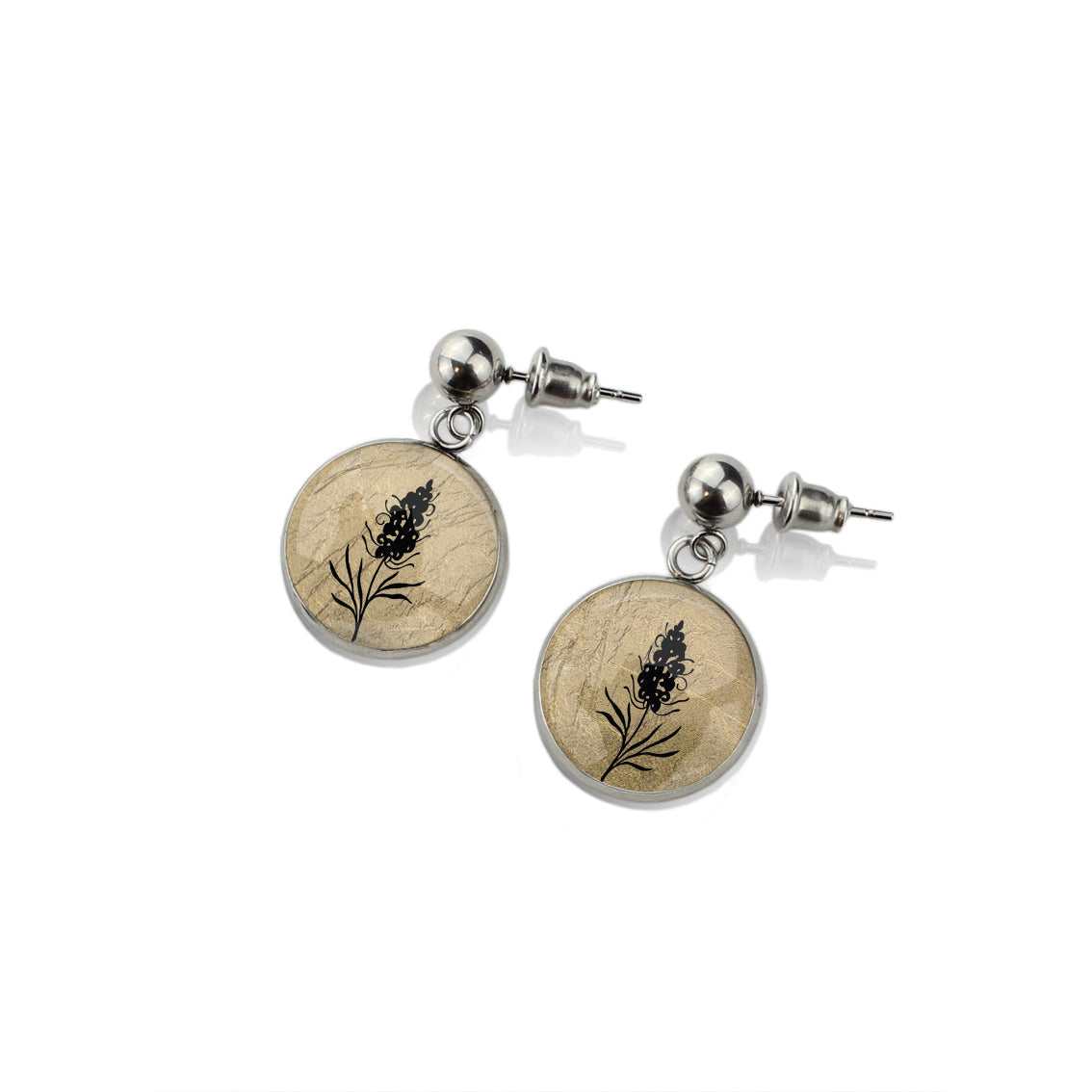 AUSTRALIAN NATIVE FLORA - GREVILLEA SPIDER FLOWER CIRCLE EARRINGS - D876 - in Circle Box