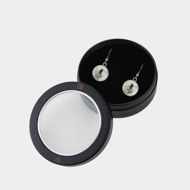 AUSTRALIAN NATIVE FLORA - GREVILLEA SPIDER FLOWER CIRCLE EARRINGS - D876 - in Circle Box