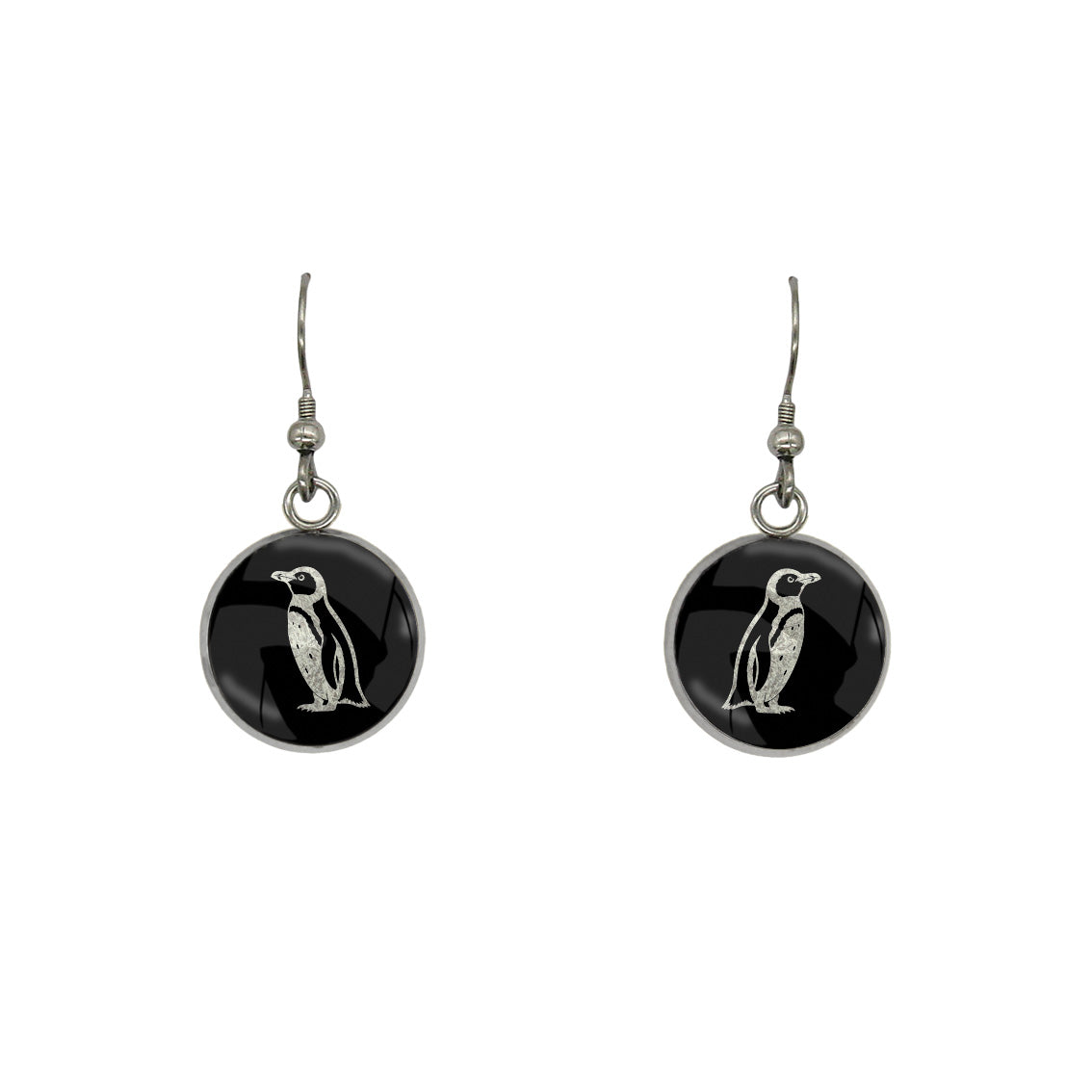 PENGUIN DANGLE DROP CIRCLE EARRINGS - in Circle Box