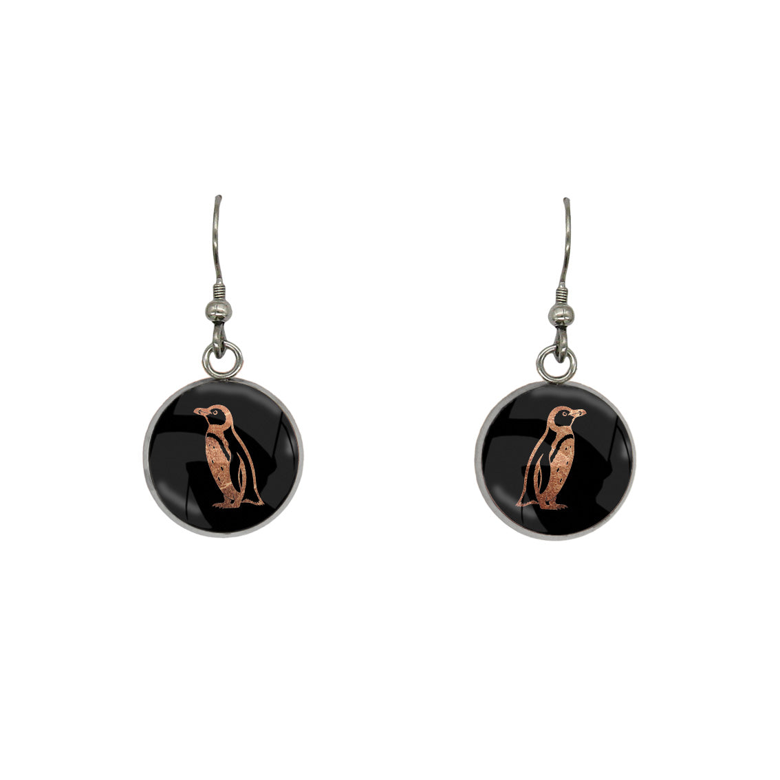 PENGUIN DANGLE DROP CIRCLE EARRINGS - in Circle Box