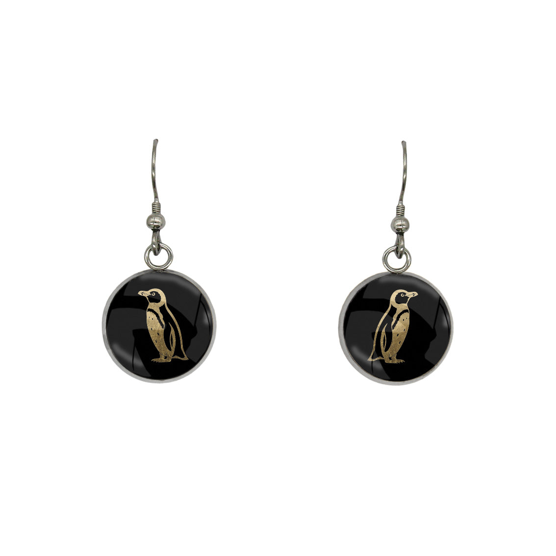 PENGUIN DANGLE DROP CIRCLE EARRINGS - in Circle Box