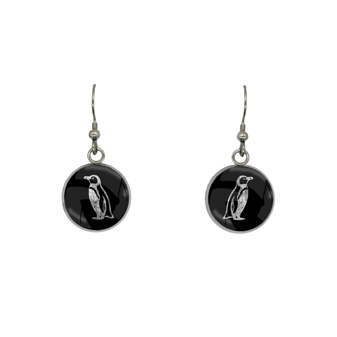 PENGUIN DANGLE DROP CIRCLE EARRINGS - in Circle Box