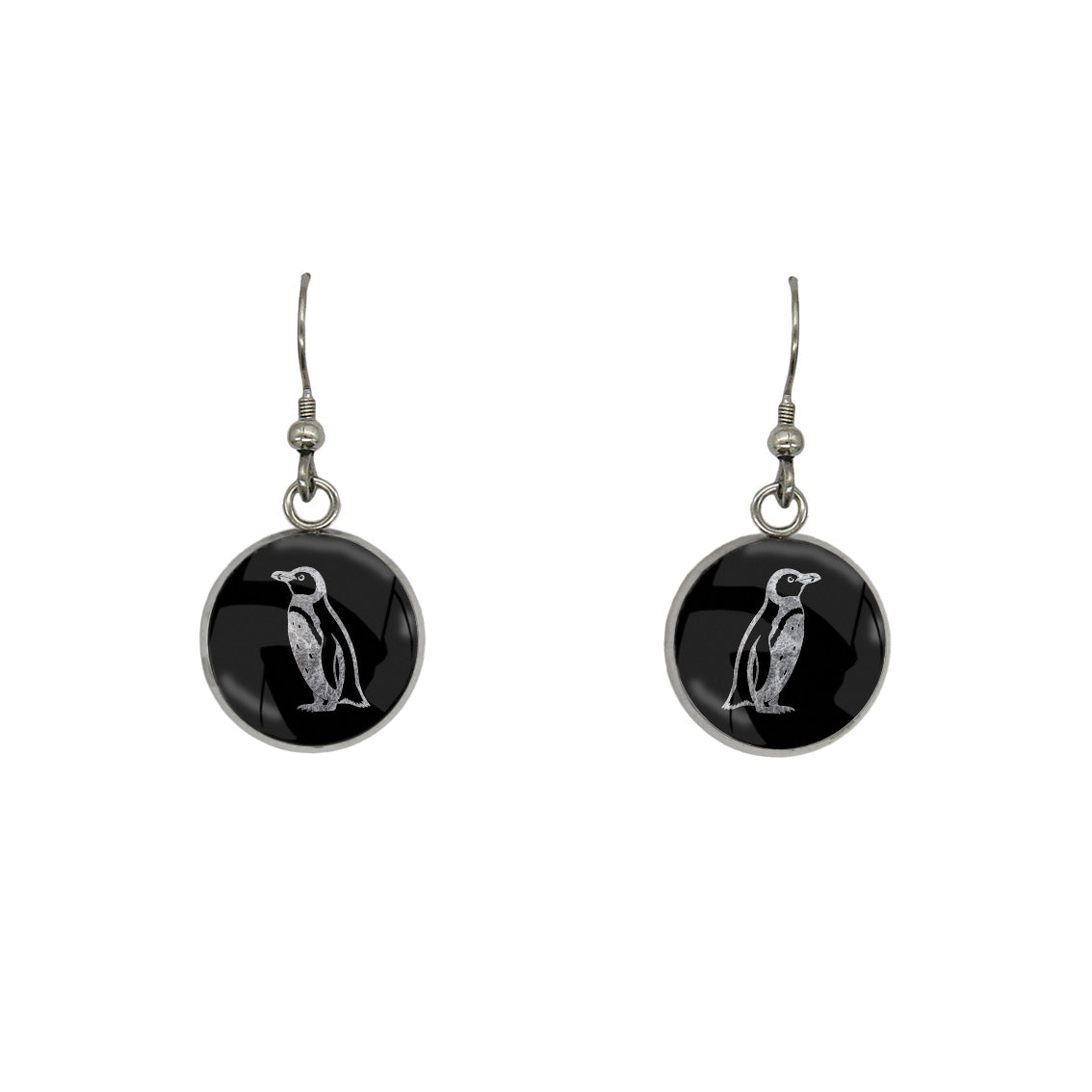 PENGUIN DANGLE DROP CIRCLE EARRINGS - in Circle Box