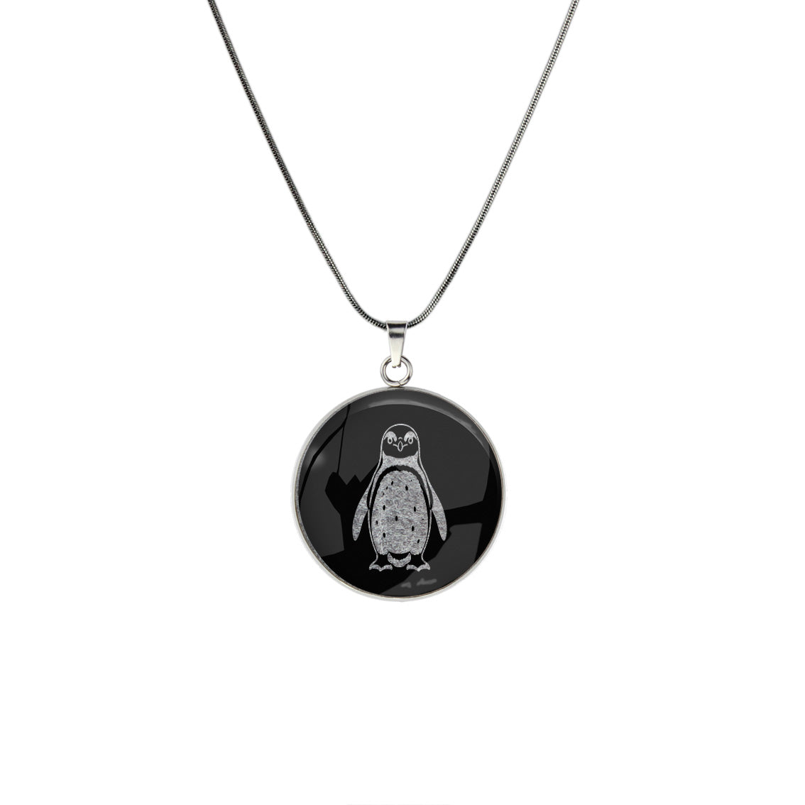 PENGUIN CIRCLE PENDANT ON A CHAIN NECKLACE - in Circle Box
