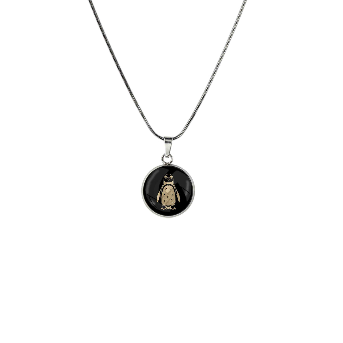 PENGUIN XS CIRCLE PENDANT ON A CHAIN NECKLACE - on Satchel