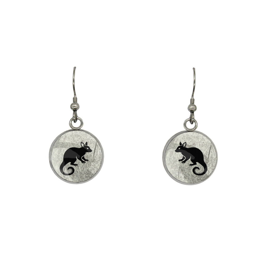 POSSUM DANGLE DROP CIRCLE EARRINGS - in Circle Box