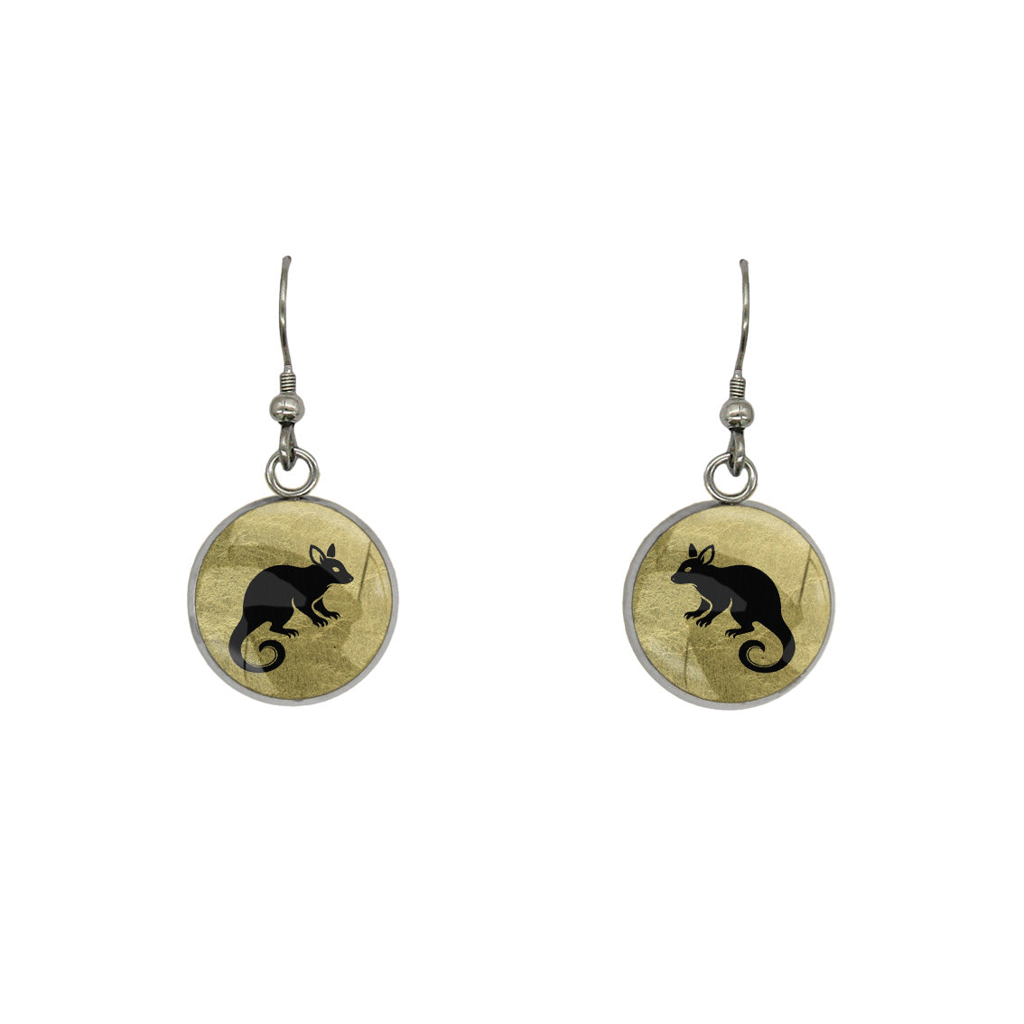 POSSUM DANGLE DROP CIRCLE EARRINGS - in Circle Box