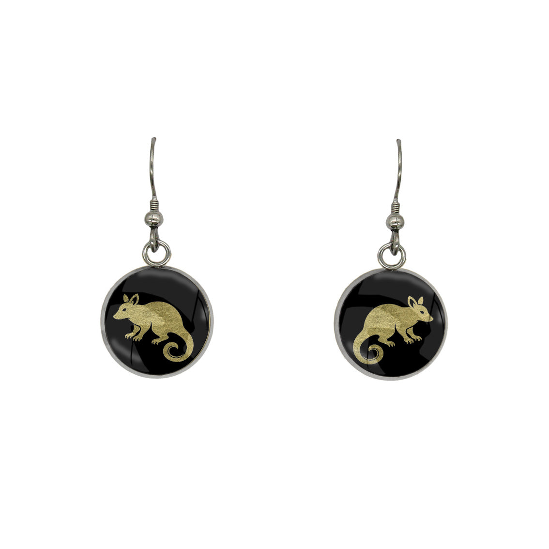 POSSUM DANGLE DROP CIRCLE EARRINGS - in Circle Box